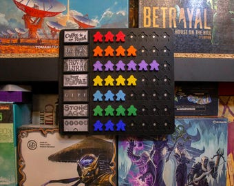 7x7 Board Game Challenge Board – Magnetic Meeple Score Tracker for 49 Plays
