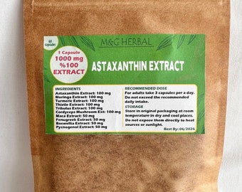ASTAXANTHIN EXTRACT - 60 Capsules 60.000 MG - 100% Pure and Natural Extract - Powerful Formula - Best Quality