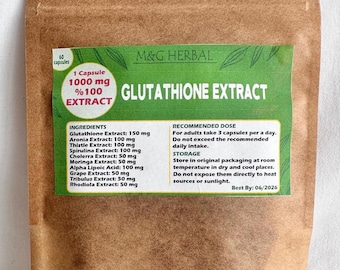 GLUTATHIONE EXTRACT - 60 Capsules 60.000MG - 100% Pure and Natural Extract - Powerful Formula - Best Quality