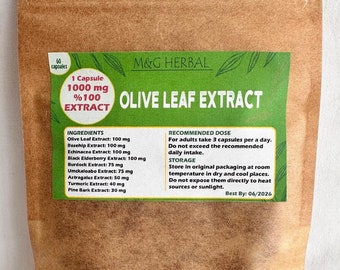 OLIVE LEAF EXTRACT - 60 Capsules 60.000MG - 100% Pure and Natural Extract - Powerful Formula - Best Quality