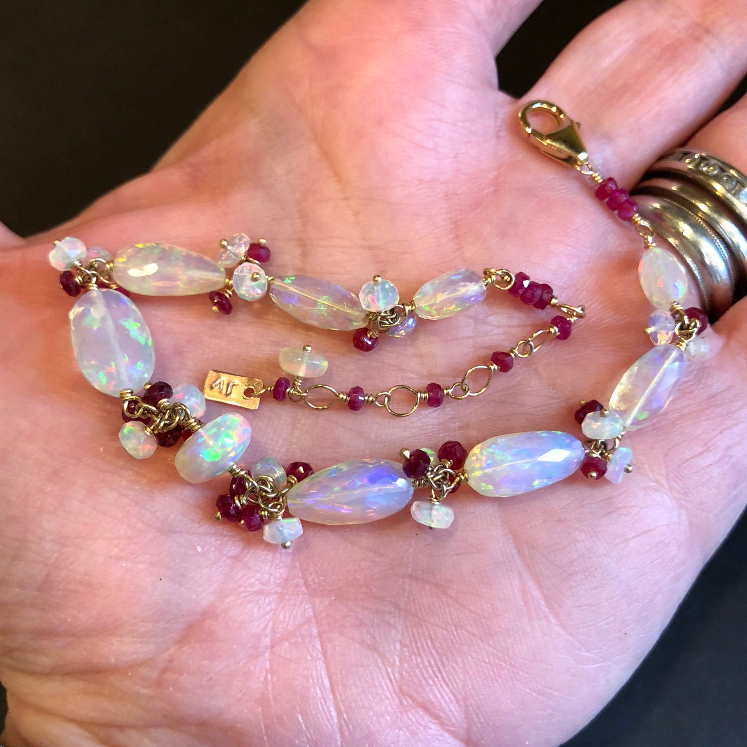 14K Ethiopian Opal Bracelet SOLID Gold Opal Bracelet With Etsy Canada