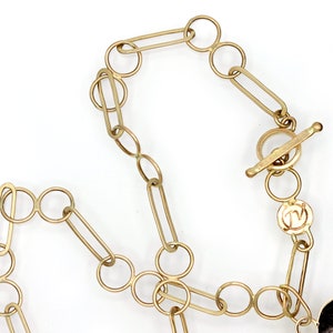 14K Solid Yellow Gold Chunky link Necklace with Toggle Clasp, Handmade, One of a kind image 3