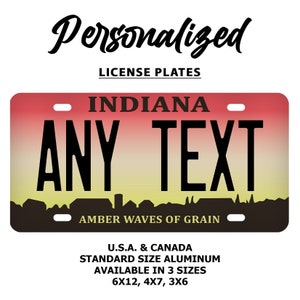 Custom Indiana License Plate: Personalized Car, Motorcycle, Bicycle Tag