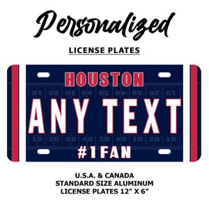 Houston Texans Personalized License Plate: Football Car Tag