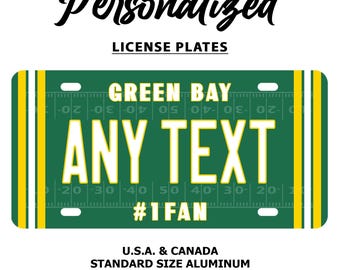Placa personalizada de los Green Bay Packers: placa de aluminio para coche