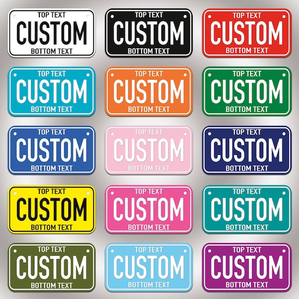 Personalized License Plate: Custom Color Name Plates, 3 Sizes, Car, Motorcycle, Bicycle, Scooter, Golf Cart