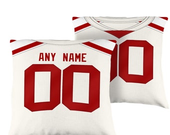 49ers Jersey Pillow Cover: Custom Name & Number, Linen Throw Pillow
