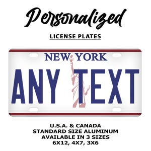Custom New York Retro License Plate: Personalized Car, Motorcycle, Bicycle Tag