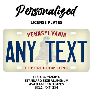 Custom Pennsylvania License Plate 2025 : Aluminum Novelty Replica Vehicle Tag, Personalized Name Plate
