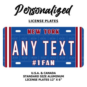 New York Giants Personalized License Plate: Aluminum Car Tag