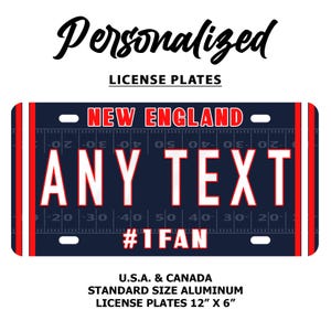 New England Patriots Personalized License Plate: Aluminum Car, Motorcycle, Bicycle Tag