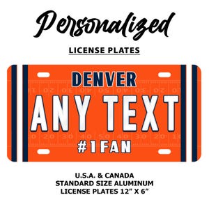 Denver Broncos Personalized License Plate: Aluminum Car, Motorcycle, Bicycle Tag