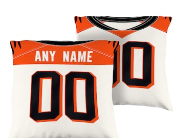 Funda de almohada con la camiseta de los Cincinnati Bengals: regalo personalizado de lino de fútbol americano (40,6 x 40,6 cm)
