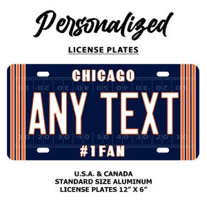 Chicago Bears Custom Personalized Football License Plate | 3 Sizes Available | 2 Styles |  Car Tag | Motorcycle Plate | Bicycle Plate