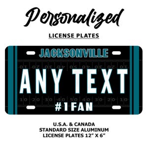 Plaque d'immatriculation de football personnalisée Jacksonville Jaguars | 3 tailles disponibles | 2 modèles |  Étiquette de voiture | Plaque moto | Plaque de vélo
