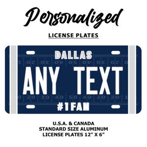 Dallas Cowboys Personalized License Plate: Aluminum Car, Motorcycle, Bicycle