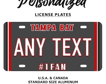 Placa personalizada de los Tampa Bay Buccaneers: placa de aluminio para coche, moto o bicicleta.