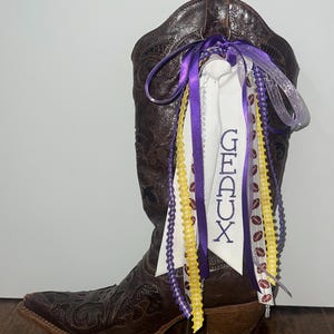 Custom Game Day Boot Bow Pairs/University Boot Bow Set / Football Ribbon / Spirit Ribbon / School Spirit Boot Bows / Boot Bows/SEC Boot Bow