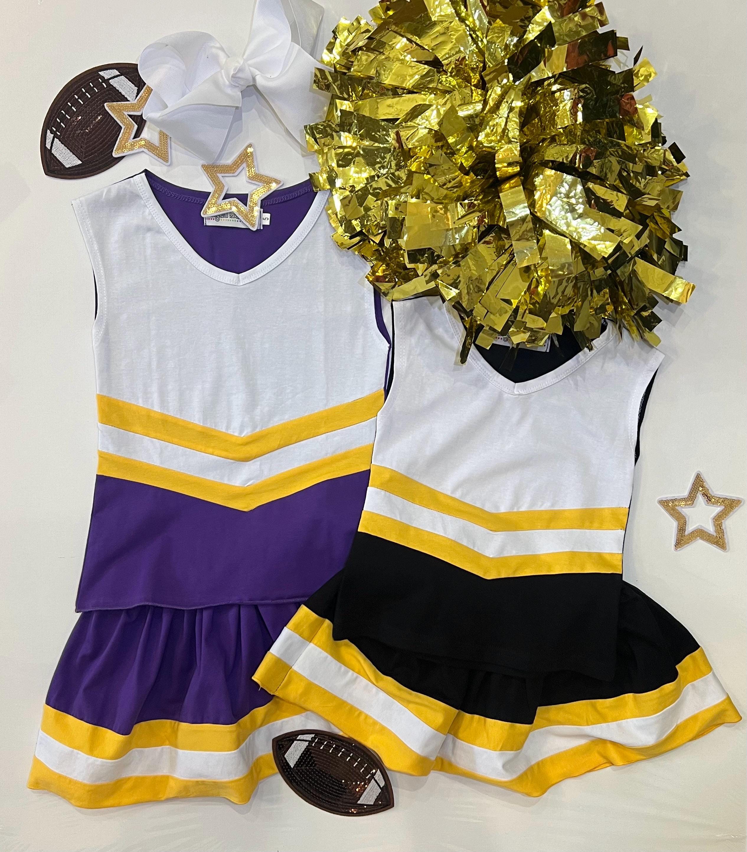 Personalized Children's Cheer Uniform - Black, Gold & Purple Team Colors