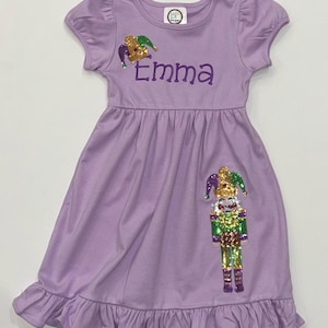 Appliques personnalisées brodées enfants casse-noisette robe de mardi gras/robe de paillettes filles de mardi gras/filles robe de mardi gras/mardi gras de paillettes