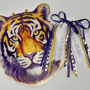 Custom Embroidered LSU Hair Ribbons/GEAUX Hair Bow/Cheer Bow/Purple & Gold Hair Bow/LSU Bow/Louisiana State University/Tigers Hair Bow