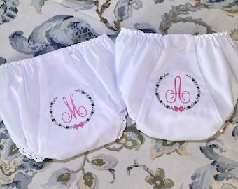 Monogrammed Baby Bloomers: Embroidered Diaper Cover, Baby Shower Gift