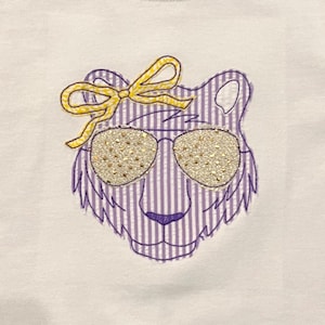 LSU Tigers Appliqué Shirt: Purple & Gold Tiger Girl Sunglasses