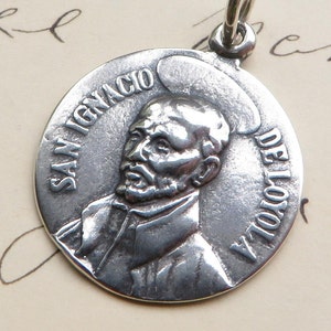 St Ignatius of Loyola Medal - Sterling Silver Antique Replica - Patron of the Society of Jesus & soldiers