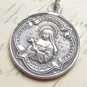 Medalla de Santa Juana de Chantal / Medalla de San Francisco de Sales - Plata de ley - Patrona de los problemas con los suegros, las personas olvidadas y la pérdida de los padres