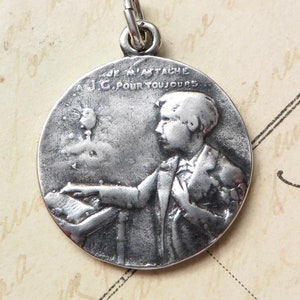 First Holy Communion Boy&#39;s Medal -Sterling Silver Antique Replica