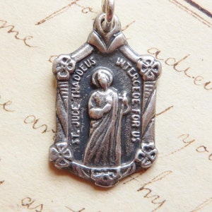 St Jude Thaddeus Medal - Sterling Silver Antique Replica - Patron of lost causes, desperate situations and hospital workers