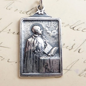 St Ignatius of Loyola Medal - Patron of soldiers and Jesuits - Sterling Silver Antique Replica