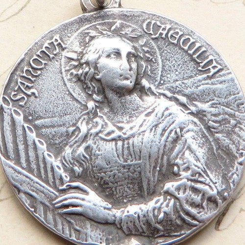 St Cecilia Medal Sterling Silver Antique Replica Patrons - Etsy