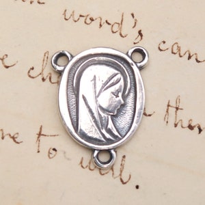Rosary Center with the Virgin Mary in Profile - Sterling Silver Vintage Replica