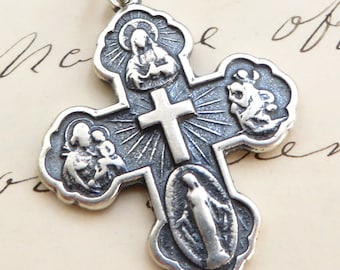 Four Way / Five Way Cross - Sterling Silver Antique Replica