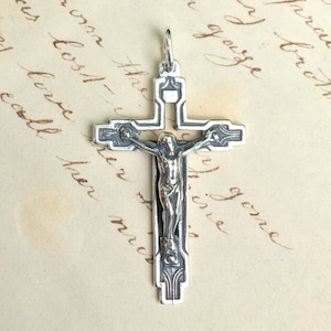 Crucifix Art Deco Style - Sterling Silver Antique Replica