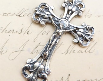 Victorian Sterling Silver Crucifix - Antique Replica