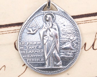 St Monica's Hope Medal  - Sterling Silver Antique Replica - Patron mothers, alcoholics, students