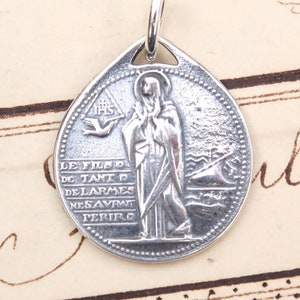 St Monica's Hope Medal  - Sterling Silver Antique Replica - Patron mothers, alcoholics, students