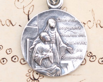 St Monica and St Augustin Medal - Patron mothers, alcoholics, students - hand cast vintage reproduction