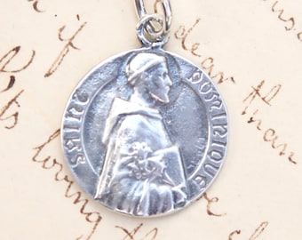 St Dominic Medal - Patron of astronomers - Sterling Silver Antique Replica