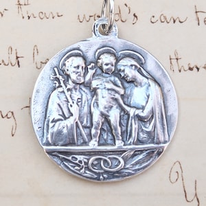 Holy Family / Pope Pius XII Medal - Sterling Silver Antique Replica