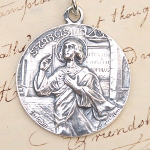 St Tarcisius Medal - Sterling Silver Antique Replica - Patron Against Bullying