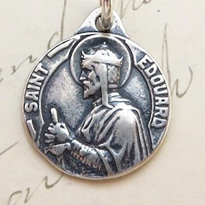 St Edward the Confessor Medal - Sterling Silver Antique Replica - Patron of difficult marriages & separated spouses