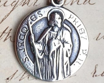 St James Medal - Patron of arthritis and pharmacists - Sterling Silver Antique Replica