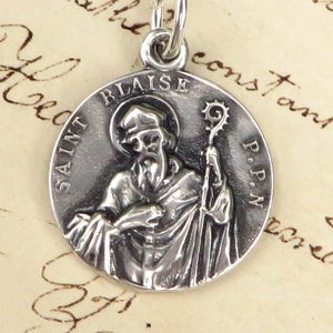 St Blaise Medal - Sterling Silver Antique Replica - Patron of throat ailments