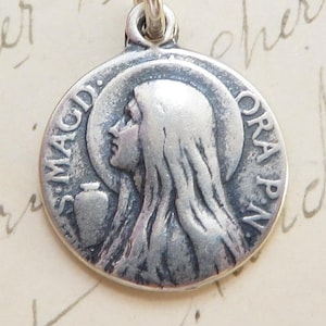 St Mary Magdalen Medal - Sterling Silver Antique Replica - Patron of repentant sinners