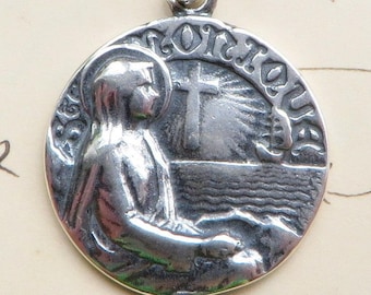 St Monica Medal -Sterling Silver Antique Replica - Patron of mothers, difficult children & alcoholics