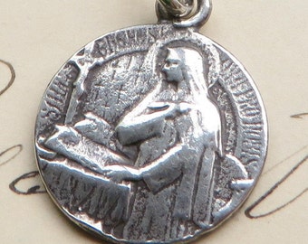 St Teresa of Avila Medal - Sterling Silver Antique Replica - Patron of sick people & against headaches