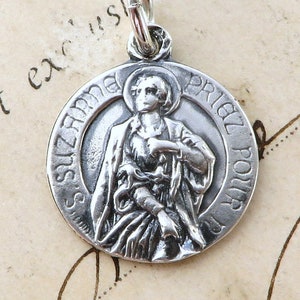 St Susanna / Suzanne Medal - Sterling Silver Antique Replica - Patron of Young Women